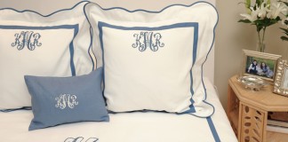 Monogrammed bedding adds a personal touch