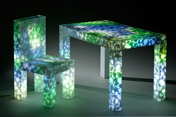 Bae Se Hwa wood and acrylic lighted table