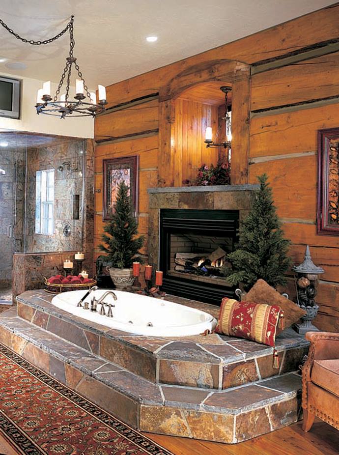 15 Examples of Opulence And Elegance: Bathrooms With Fireplace