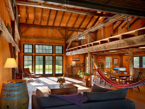 Beautiful wood highlights this barn home conversion 