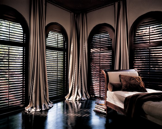 Shutters can be used with or without additional window treatments. 