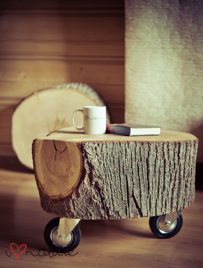 A tree trunk coffee table.