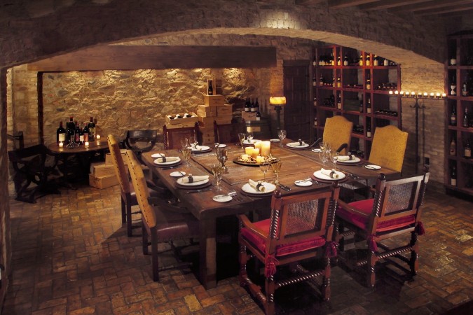 Room enough in this wine cellar for dinner and tastings 