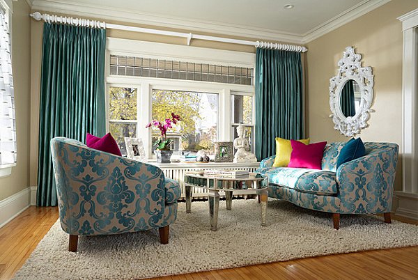 Add just a few bright pillows for a touch of jewel color