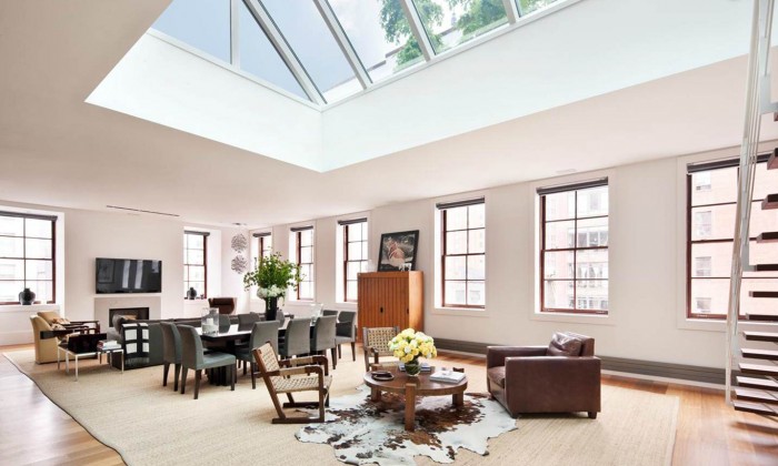 Skylights enhance the light in this home