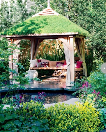 A Wonderful gazebo retreat in a garden.