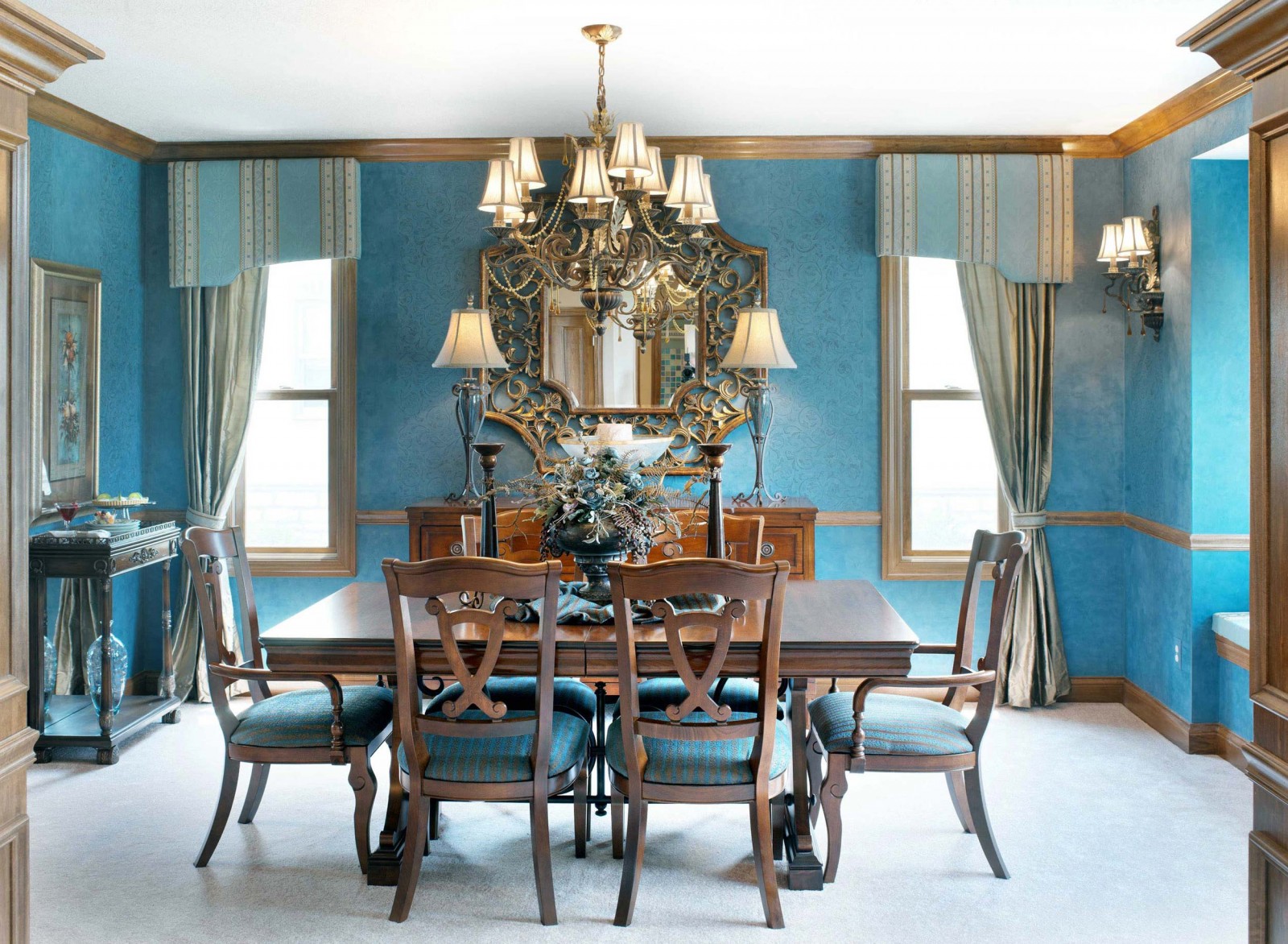 blue dining room design