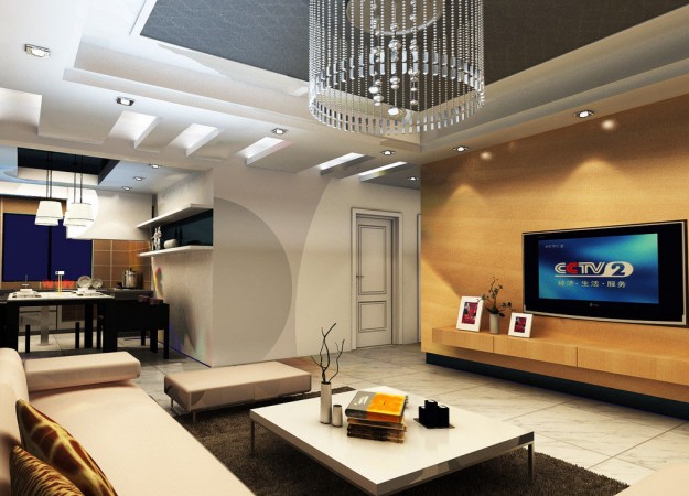 The television integrates into this stylish room 