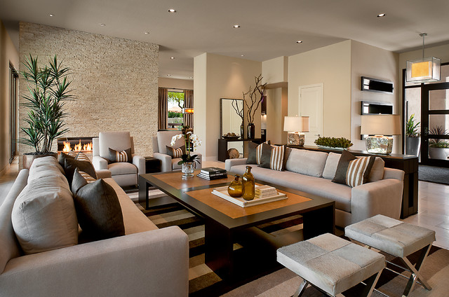 A fresh living room with couches and a coffee table.