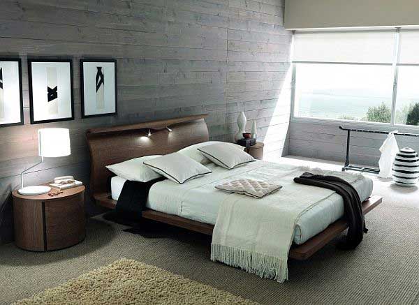 5 Ways to Achieve a Modern and Serene Master Bedroom with Wooden Walls and a Bed.