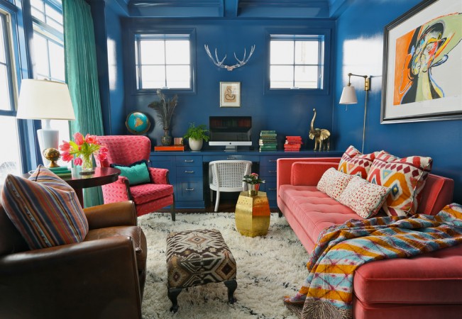 Color explodes in this eclectic space