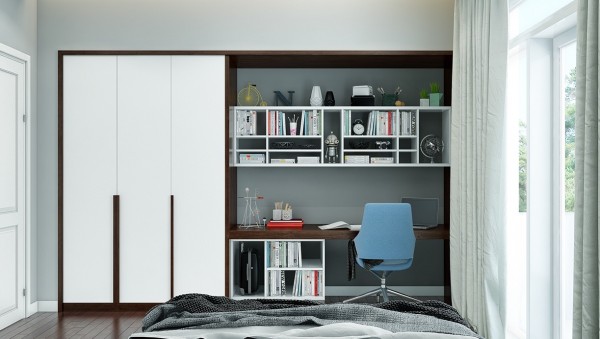 A wide closet answers the call for home office space 