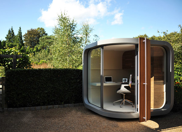 A backyard home office pod