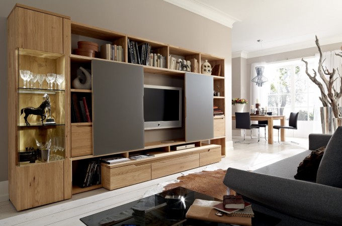 Panels slide to conceal the television when not in use