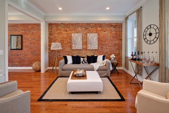 Warm brick walls enhance this space 