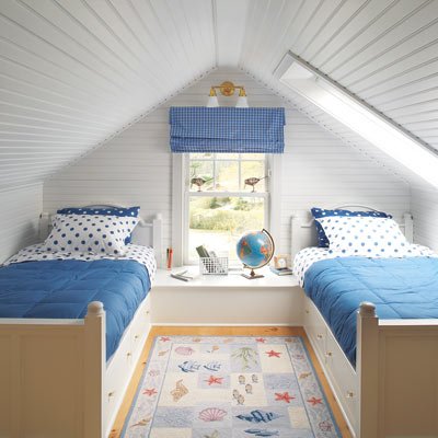 Charming attic bedroom for kids 