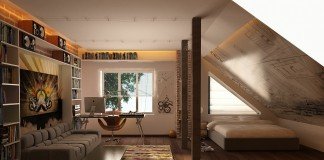 A multi-purpose room in an attic space