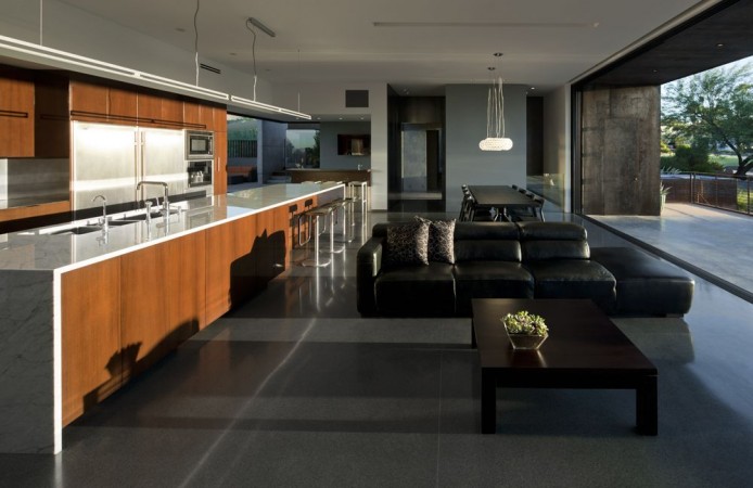 The modern kitchen is part of the living space