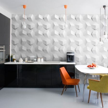 A modern kitchen with Bring Your Walls Alive.
