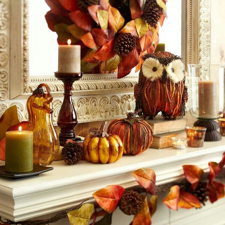 Fall mantel décor