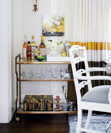 Why the Bar Cart is a Household Champion in a dining room.