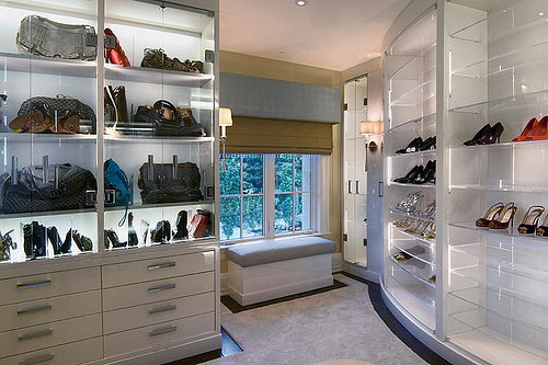 Space for handbags and shoes is a must in the walk-in closet