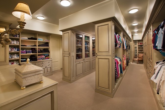 Plenty of space for hanging clothing in this walk-in closet 