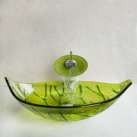 Beautiful leaf shaped glass vessel sink