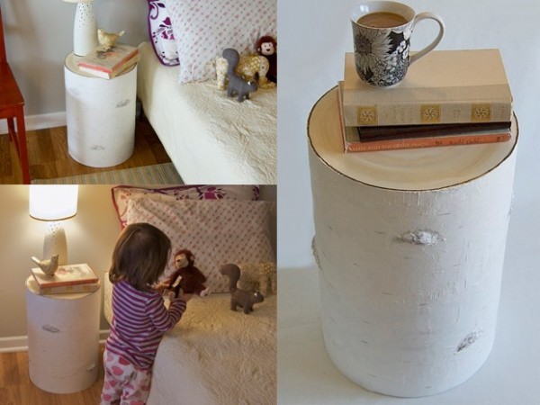 amazing DIY nightstand made with a wooden log