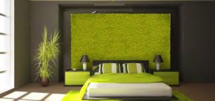 amazing eco-friendly bedroom with an original vertical garden