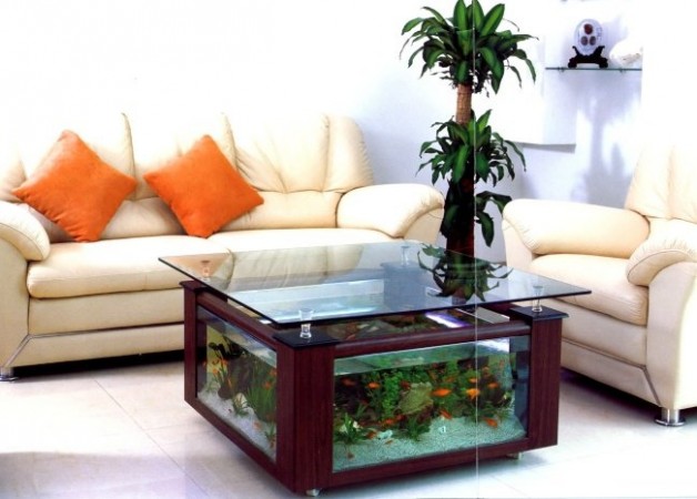 aquariums can be used as elegant and out of the ordinary tables
