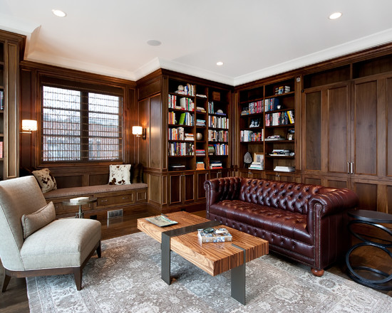 A living room with a leather couch, exuding versatility and allure.