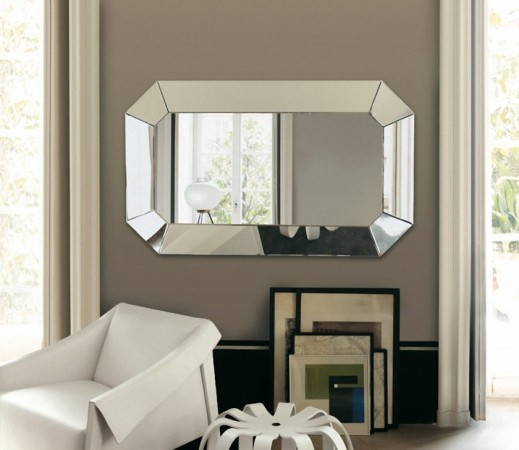 beautiful rectangular wall mirror between two windows