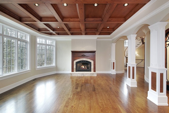Gorgeous wood coffered ceiling 