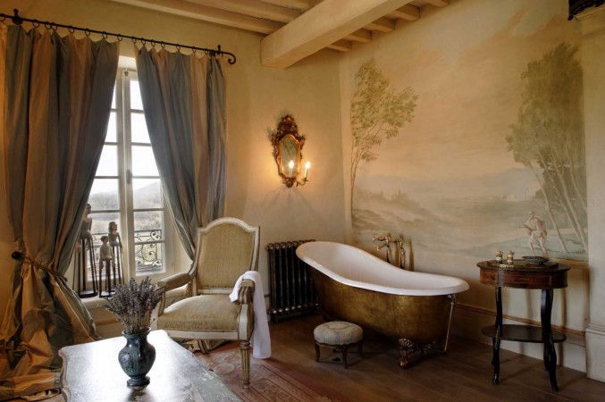 A bathroom showcasing the elegance and charm of a clawfoot bathtub.