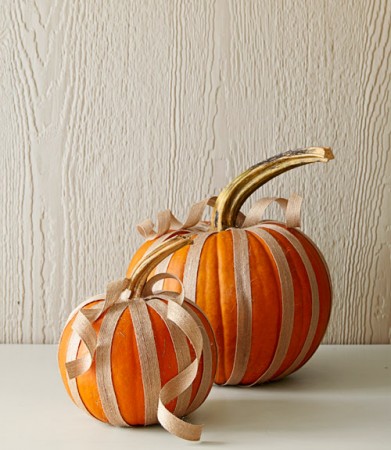 Ribbon decorated pumpkins