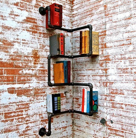"Corner Pipe bookcase" designed by KKatz