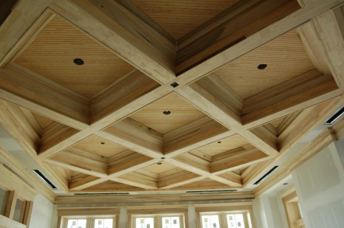 Details of wood coffered ceiling
