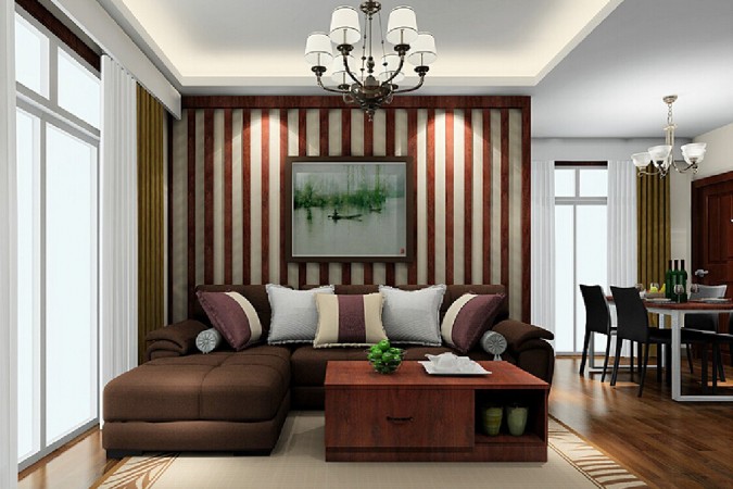 Raised striped panels give this room dimension 