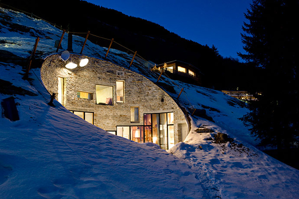 Underground home constructed into the hillside 