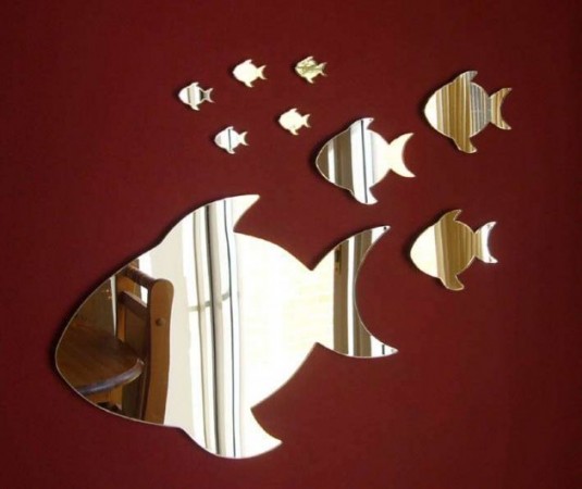 funny mirrors shaped as fishes