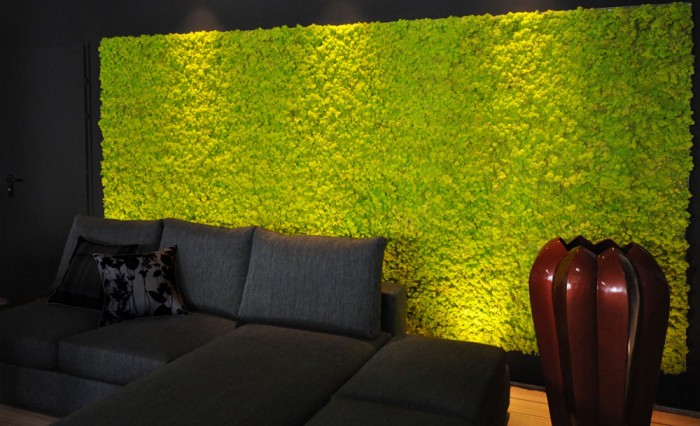 gorgeous living room decorated with moss on the wall