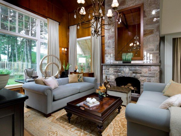 Tall mirrors and long drapes enhance vertical space