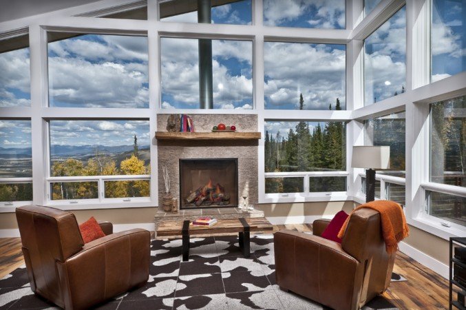 Floor-to-ceiling views in this modern mountain home