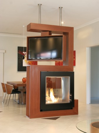 Unique integrated television and fireplace 