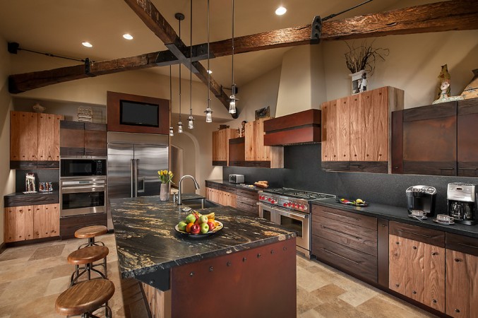 Beautiful open kitchen design with rustic details