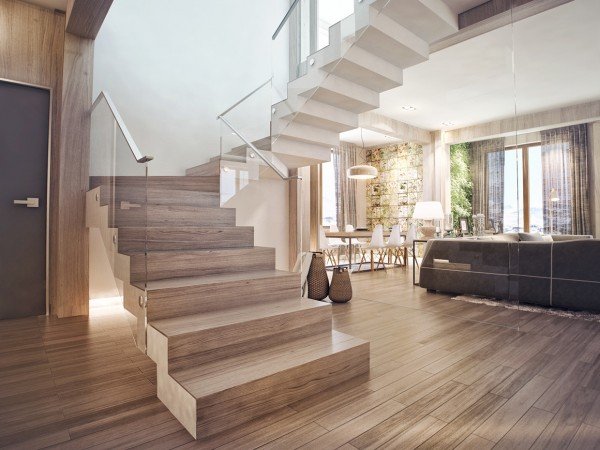An image of a vertical staircase in an interior design setting.