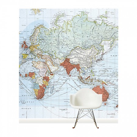 An attention-grabbing world map feature wallpaper.