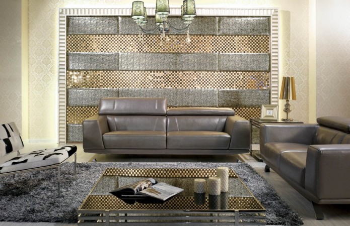 A living room featuring the allure of leather seating.