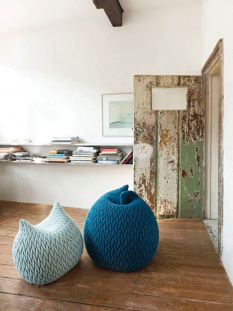 Knitted bean bags adding a softer touch to home décor.